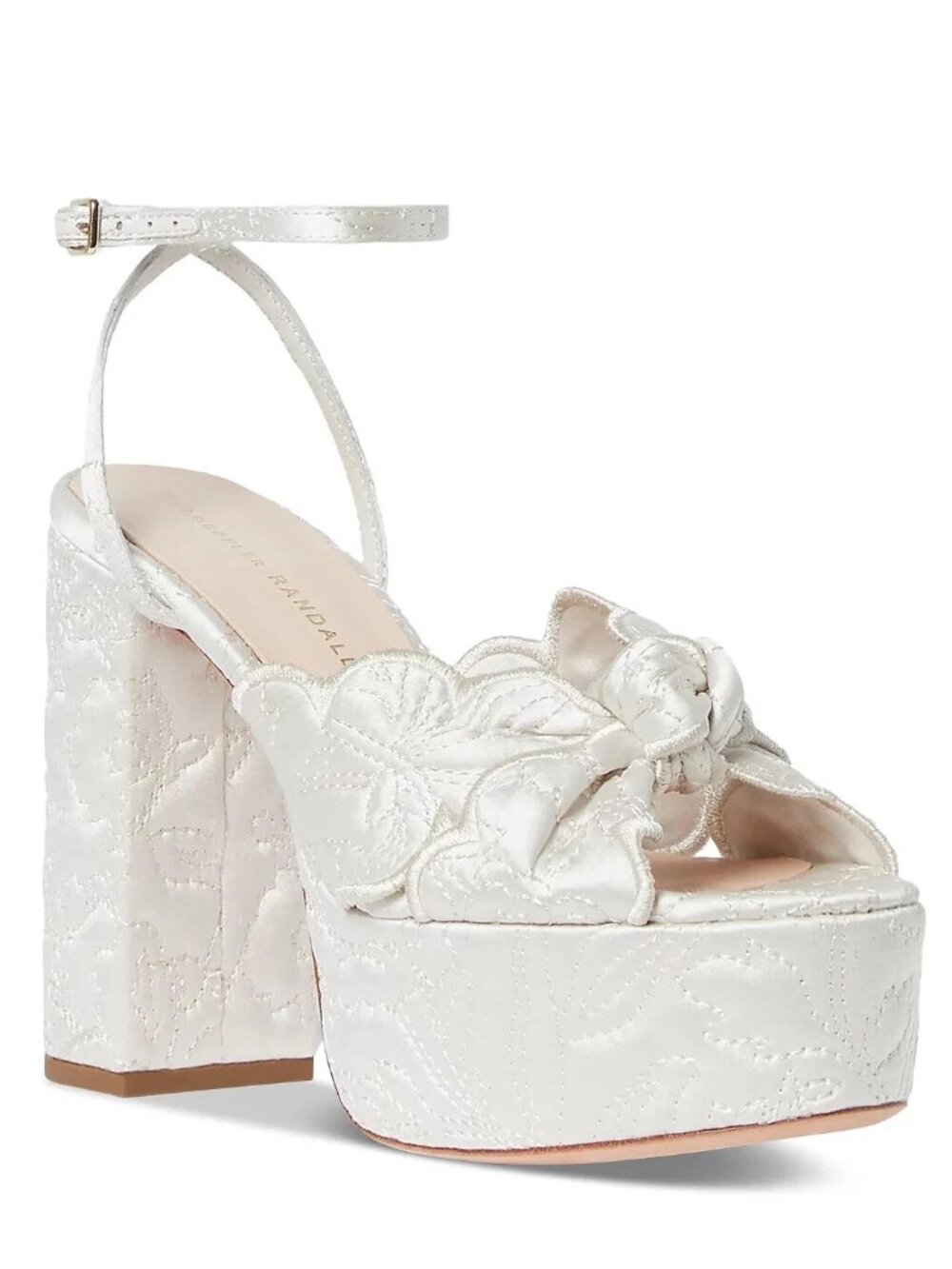 NWT Loeffler Randall Isabel Cream Quilted Satin Platform Sandal 9.5